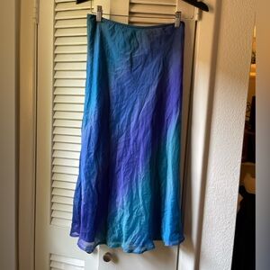 Vintage Adrianna Papell Iridescent Blue Maxi Skirt (Size Small *runs large)
